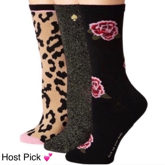 Kate Spade ♠️ NewYork Black Crew Socks 3 pairs - Picture 1 of 8